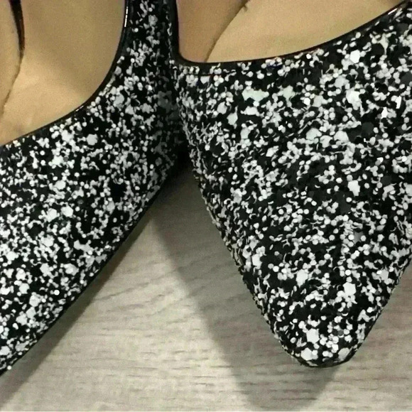 Jimmy Choo Monochrome Coarse Glitter Fabric Romy Pointed Toe Pumps Size 36 - Picture 8 of 12